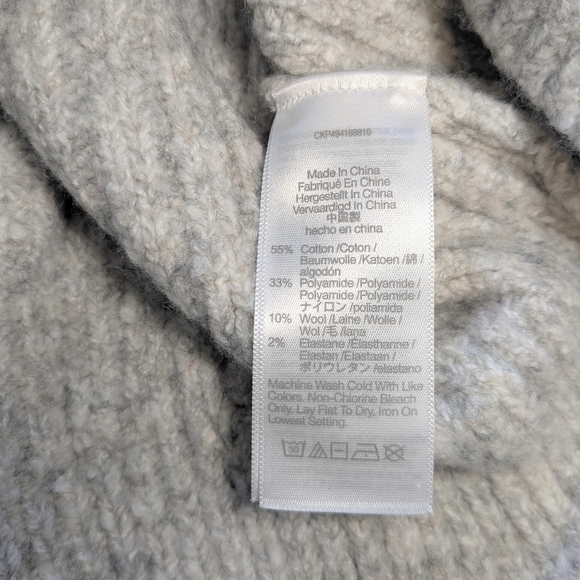 Madewell Heather Grey Cotton Wool Ribbed Super Soft Chunky Crewneck Sweater XL - Picture 11 of 12